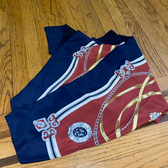 Tie Rack 100% mulberry silk equestrian-themed square scarf - Picture 5 of 5